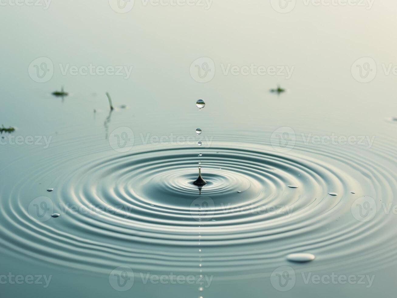 A drop of water falling into a pond photo