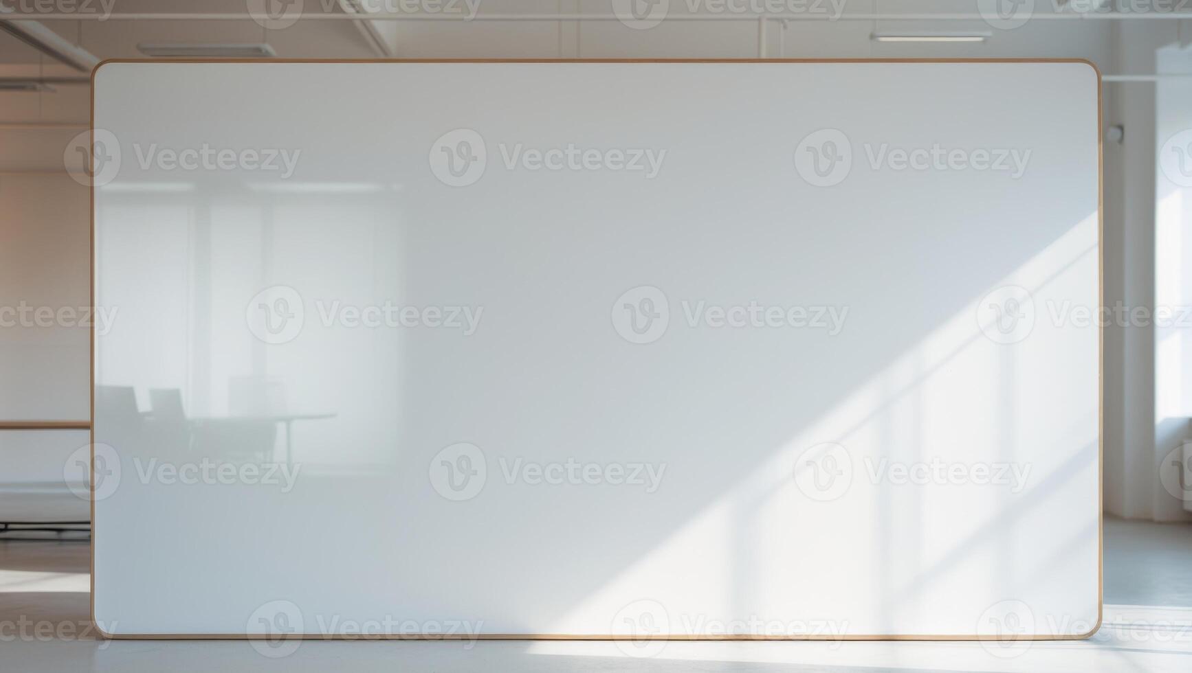 Minimalist Whiteboard Setup in Bright Room with Natural Light and Conference Space. photo