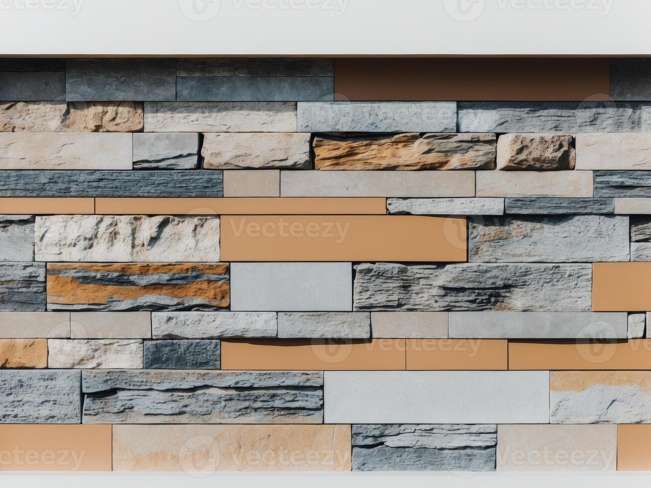 Decorative Stone Wall Texture with Rectangular Shapes, Brown and Gray Colors. photo