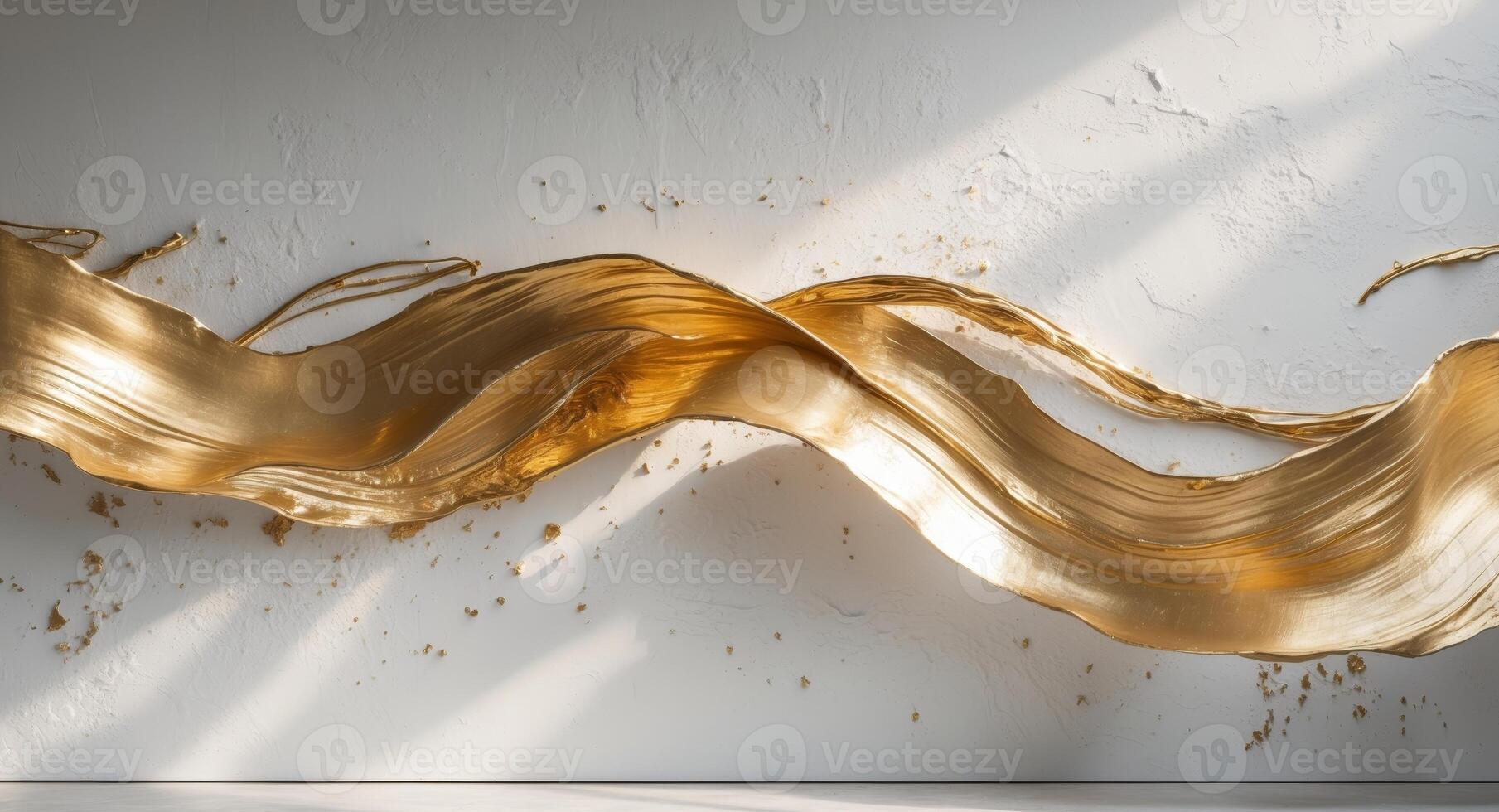 Golden wave abstract 3d rendering photo