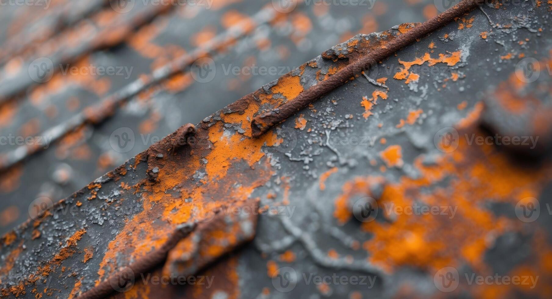 Rusty metal with orange paint on it photo