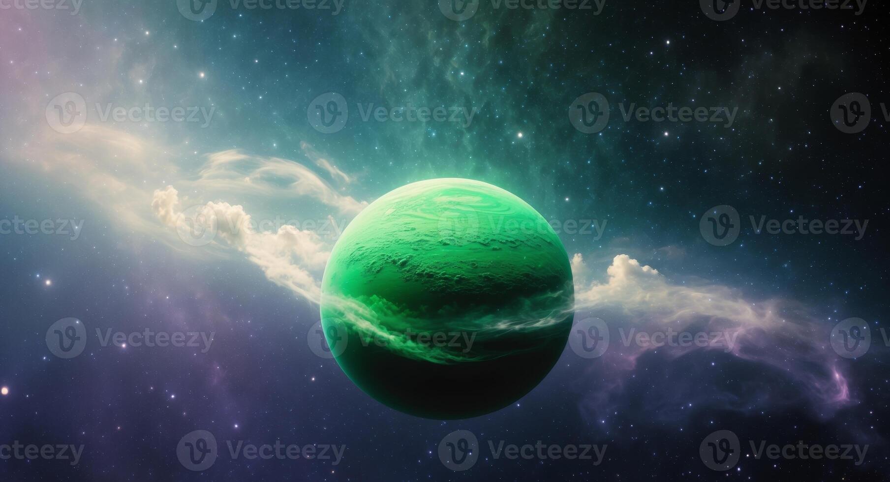 Emerald Planet in Cosmic Depths. A Stunning Display of Planetary Nebula Beauty. photo