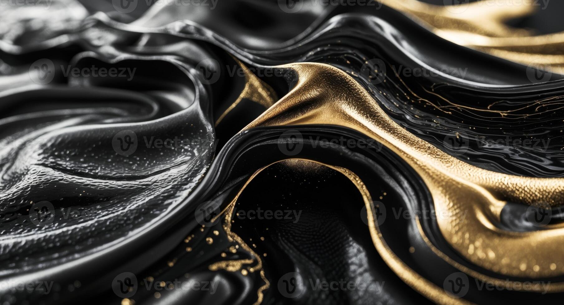 Abstract Black and Gold Waves Texture, Modern Luxury Art Background, Elegant Design. photo