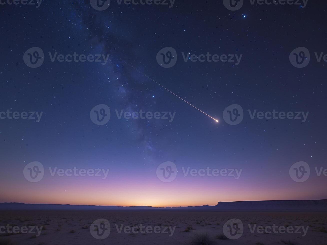 The milky is seen in the sky over a desert photo