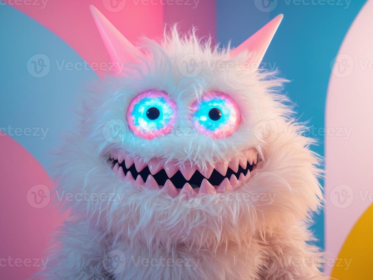 A stuffed animal with glowing eyes photo