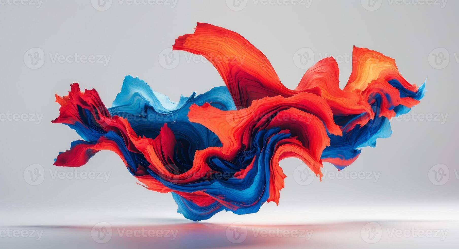 A colorful abstract painting with red and blue swirls photo