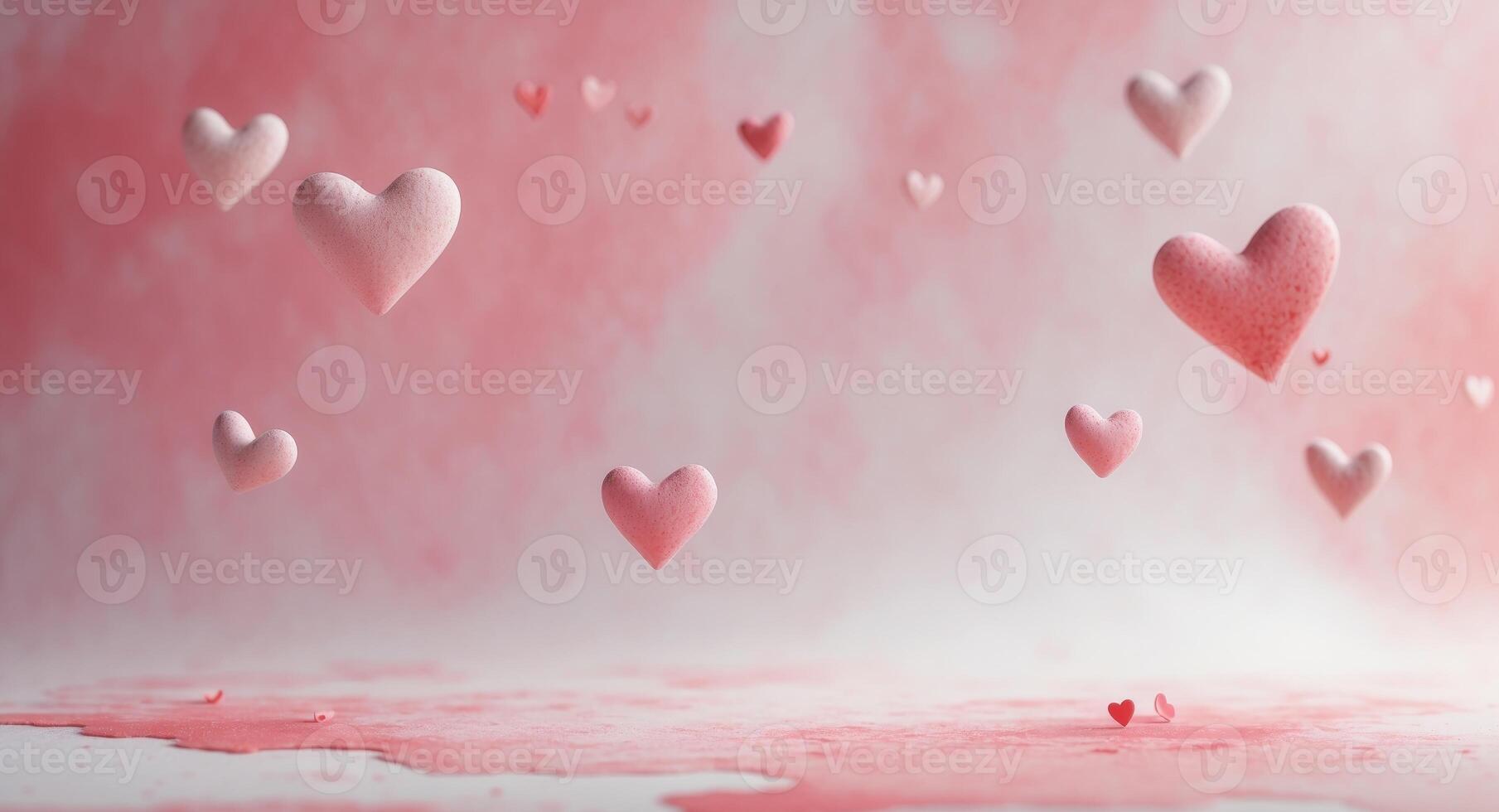 Floating Hearts on Pink. A Valentines Day Abstraction with Soft Textures and Colors. photo
