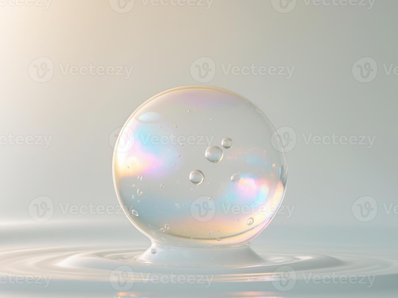 A bubble with bubbles floating on top of water photo
