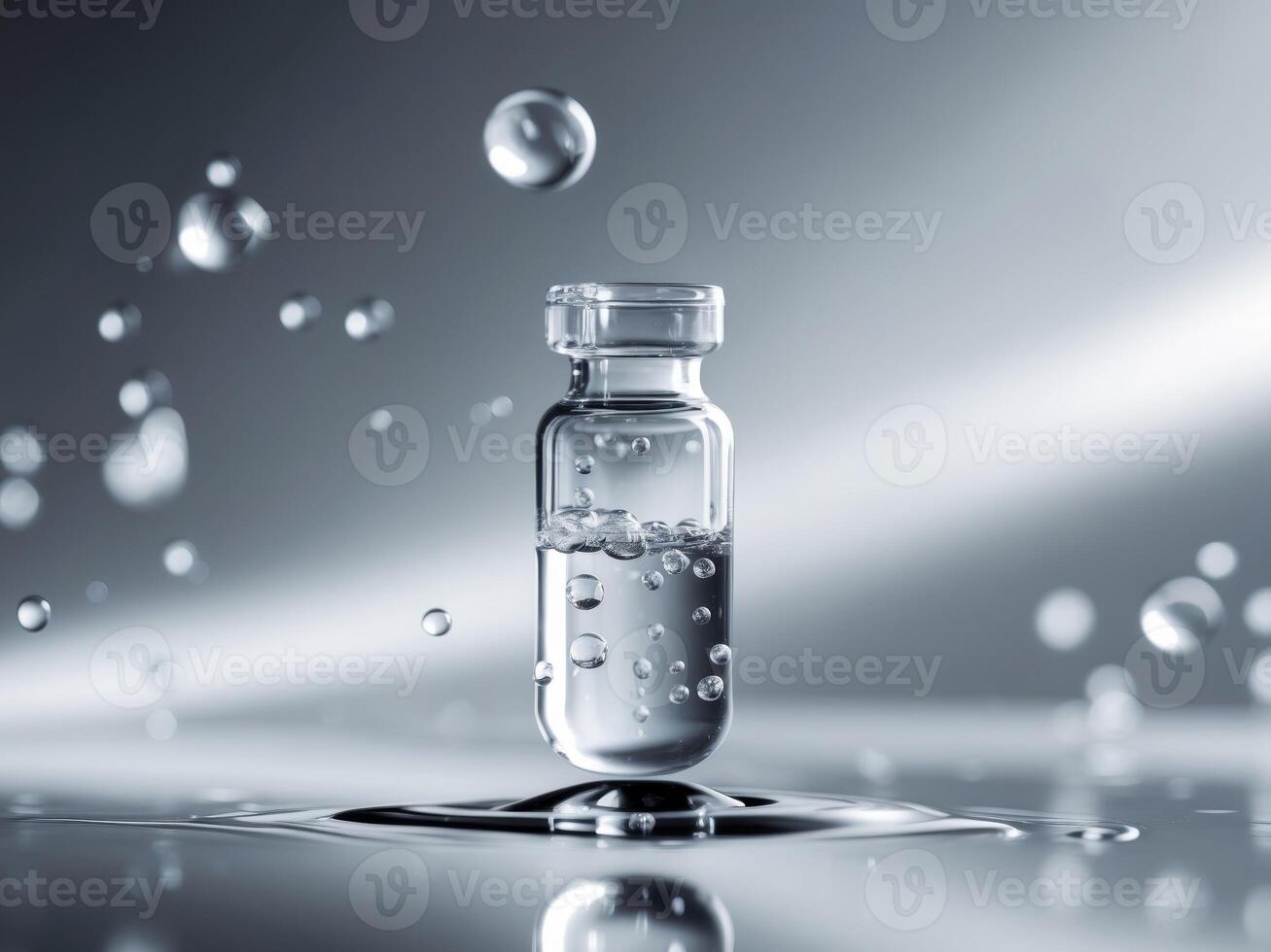 A glass vial with water drops on it photo