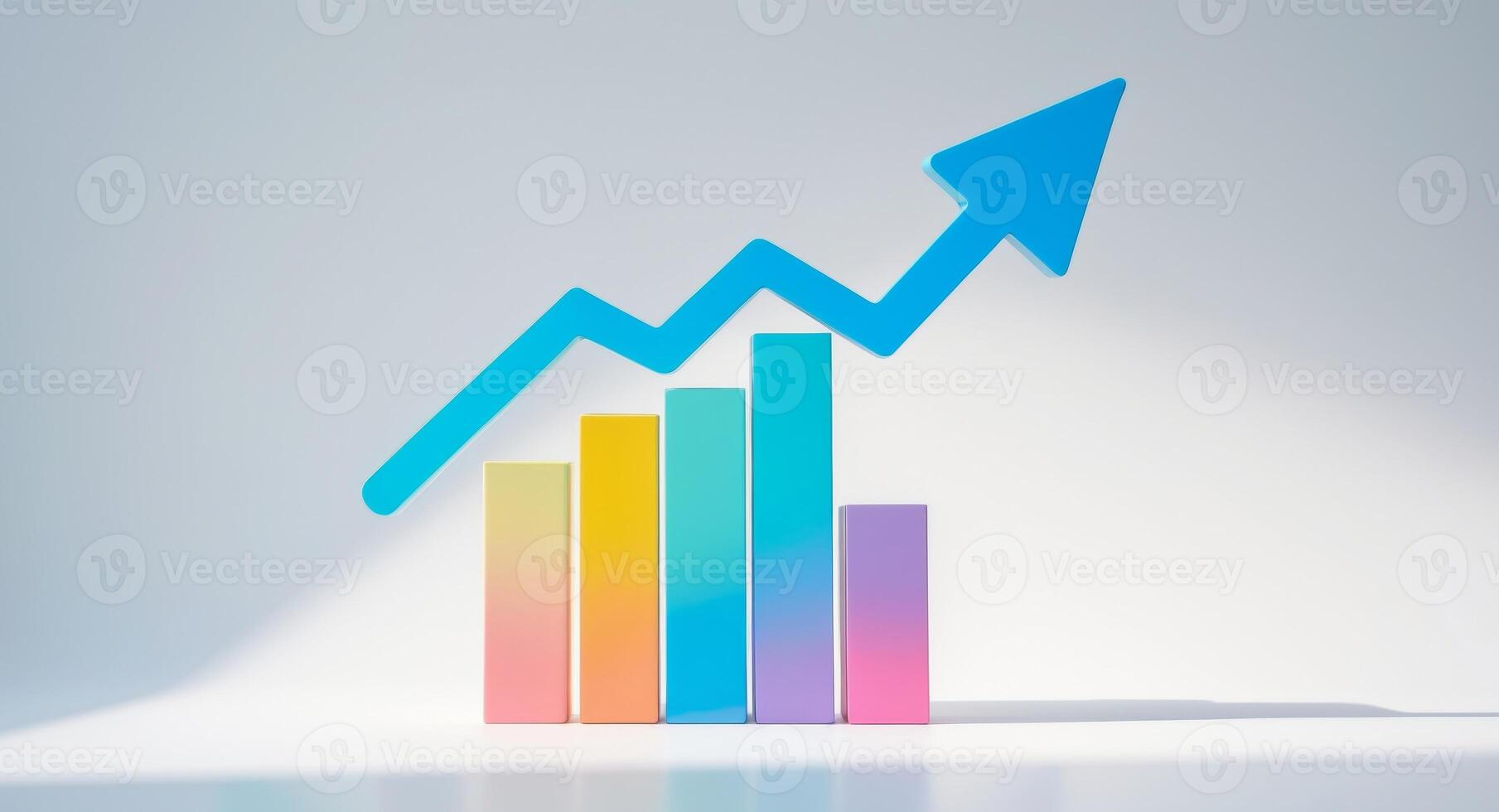 A colorful graph bar with an upward arrow photo