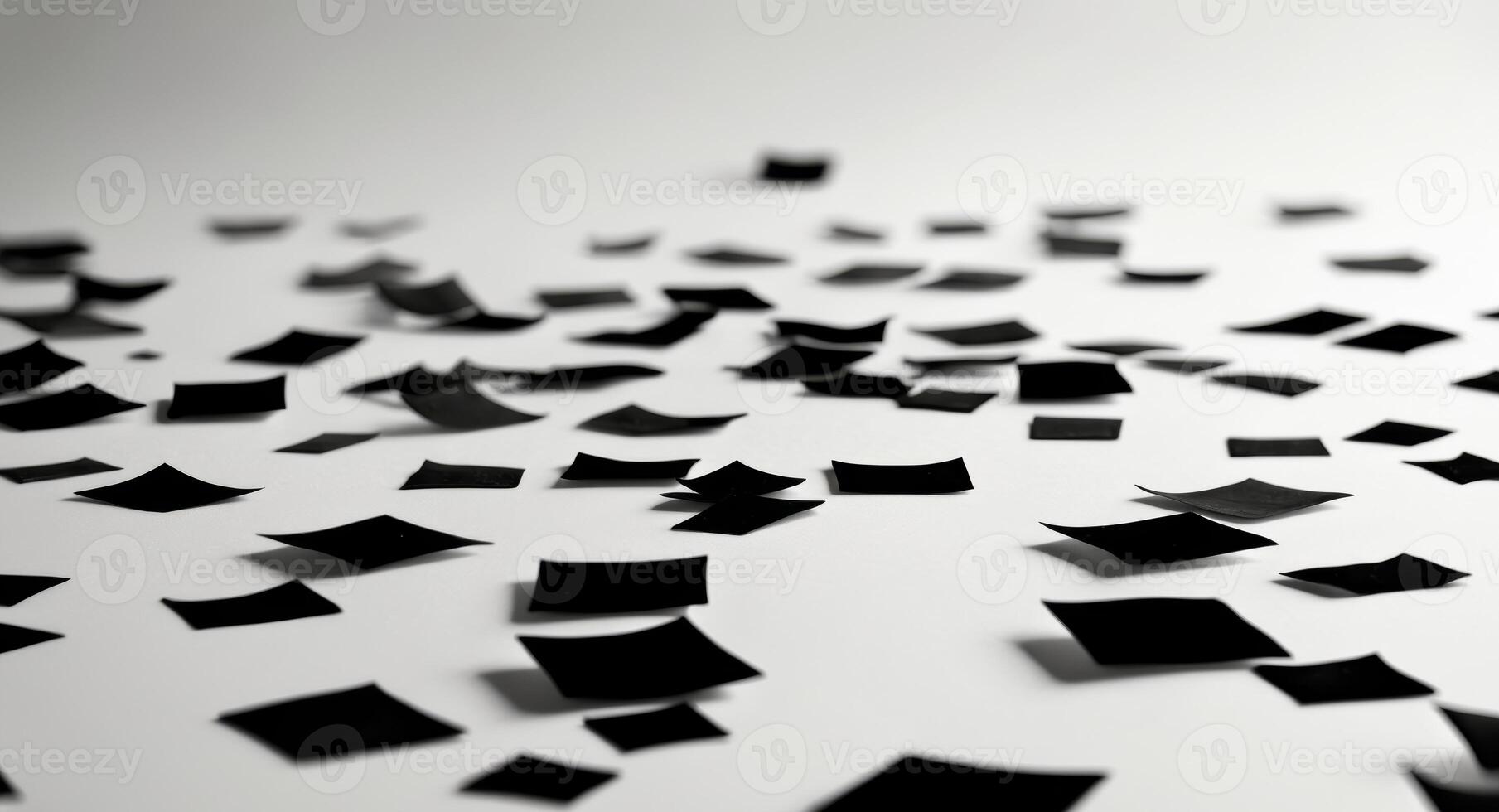 Scattered Shadows. An Abstract Composition of Black Paper Shapes on White Canvas. photo