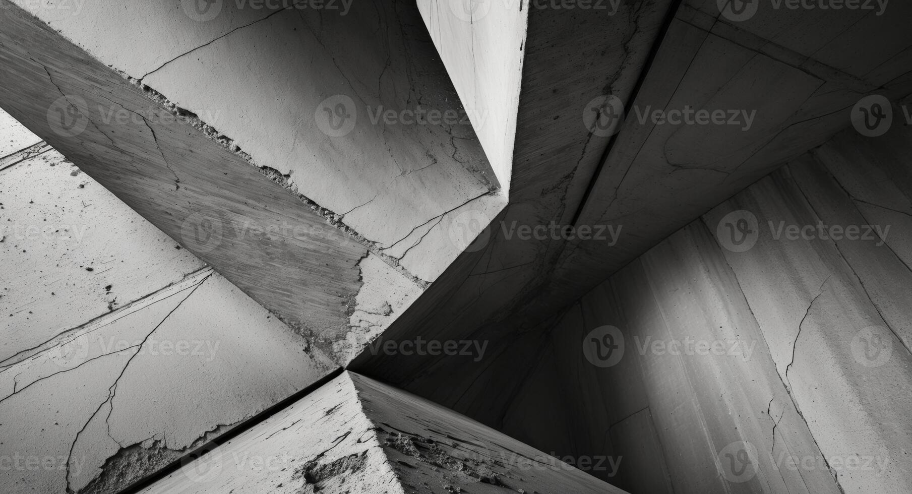Abstract Concrete Intersection. A Study in Gray Tones, Lines, and Fractured Surfaces. photo