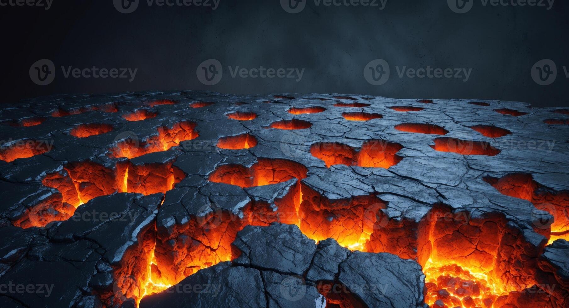 Fractured Surface with Molten Lava Cracks, A Geological Representation, Volcanic Theme photo