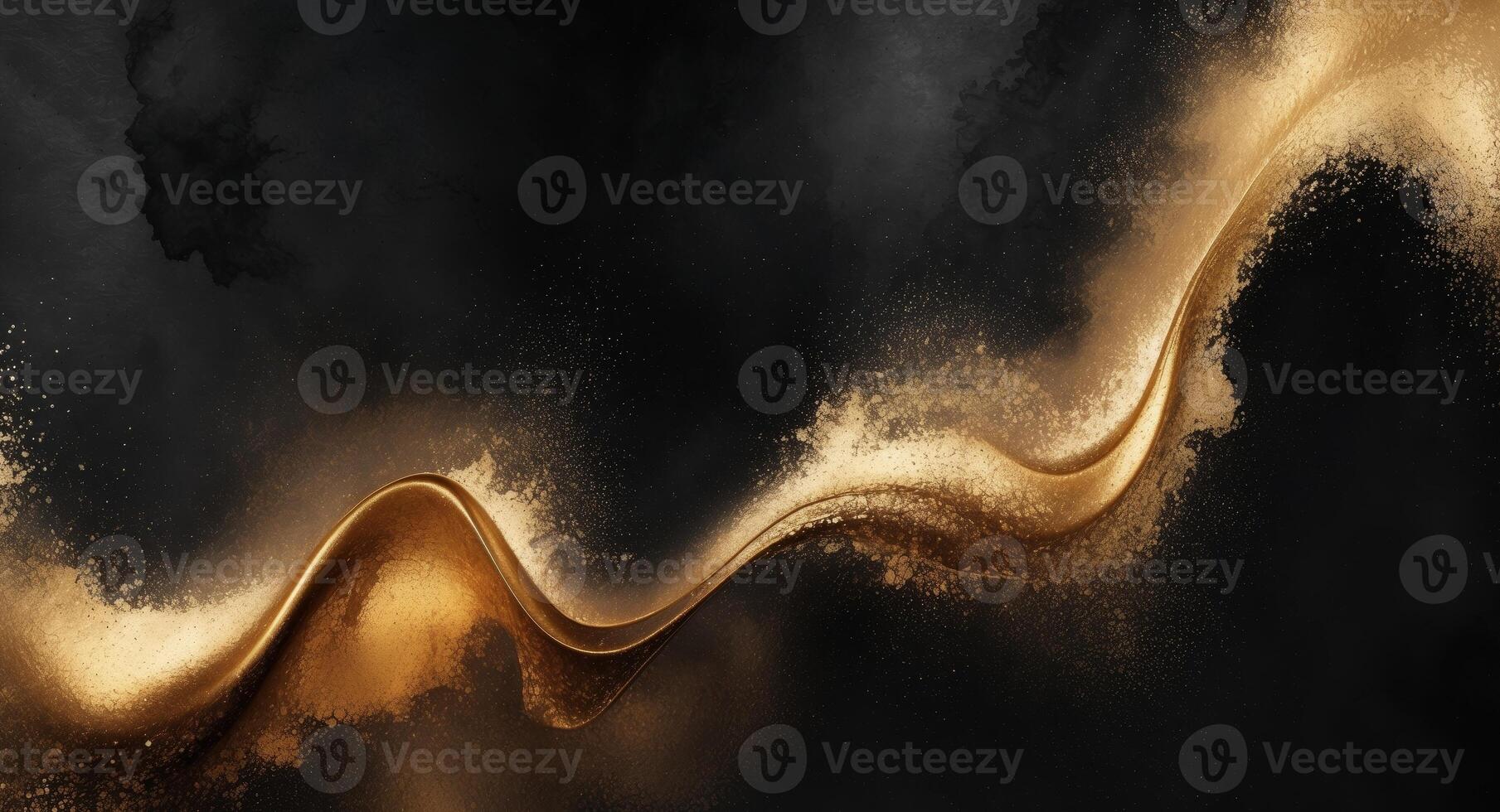 Abstract Black and Gold Wave Design, Elegant and Sophisticated, Dark Background. photo