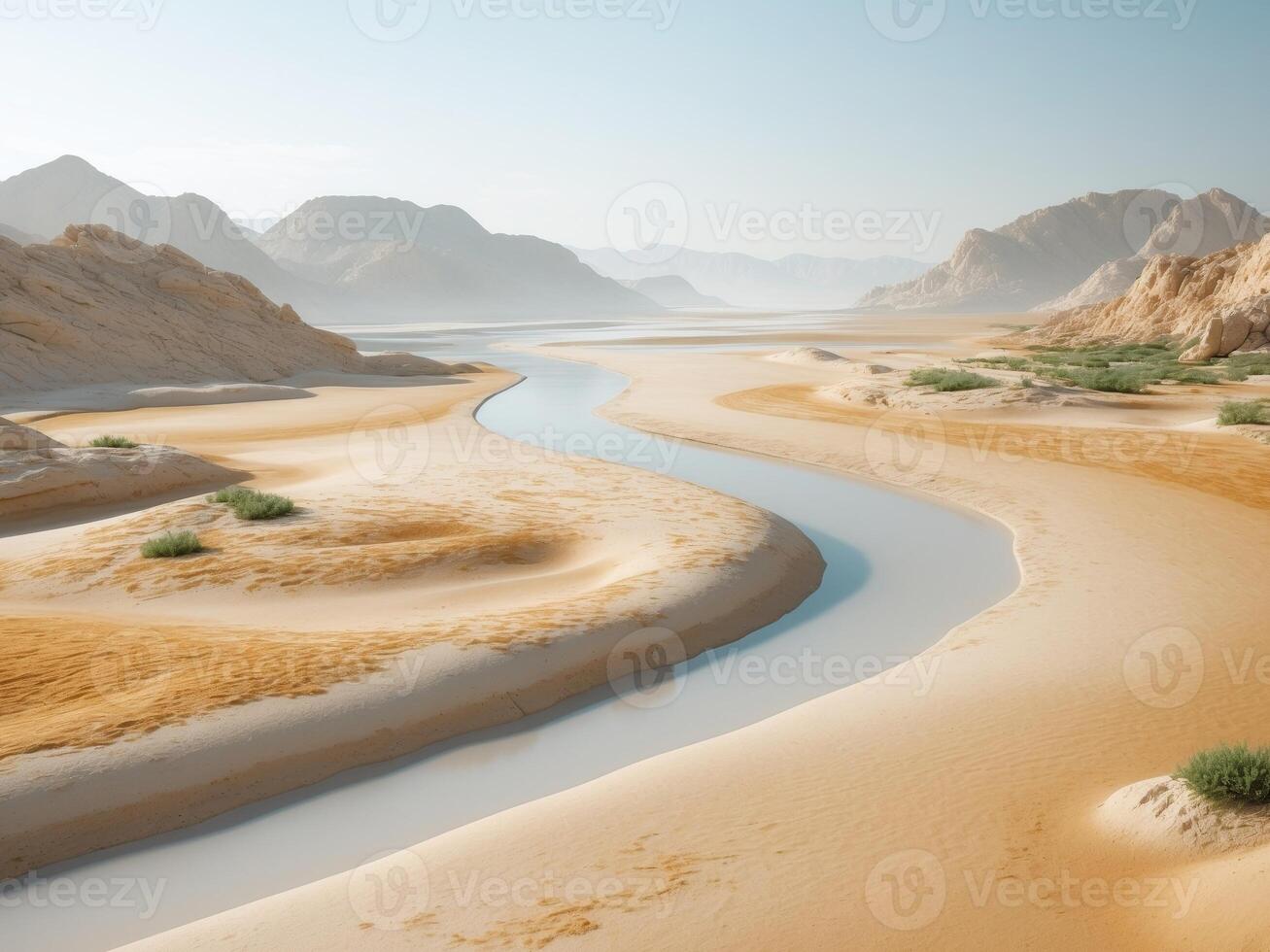 A river flows through the desert in the middle of a desert photo