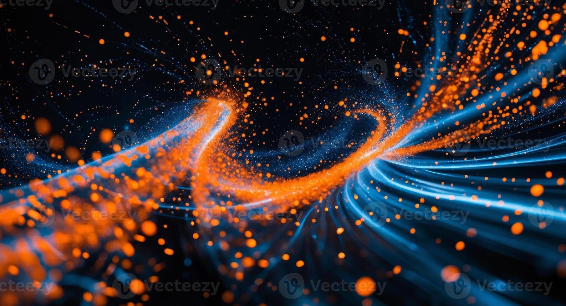 An abstract image of a glowing orange and blue light photo