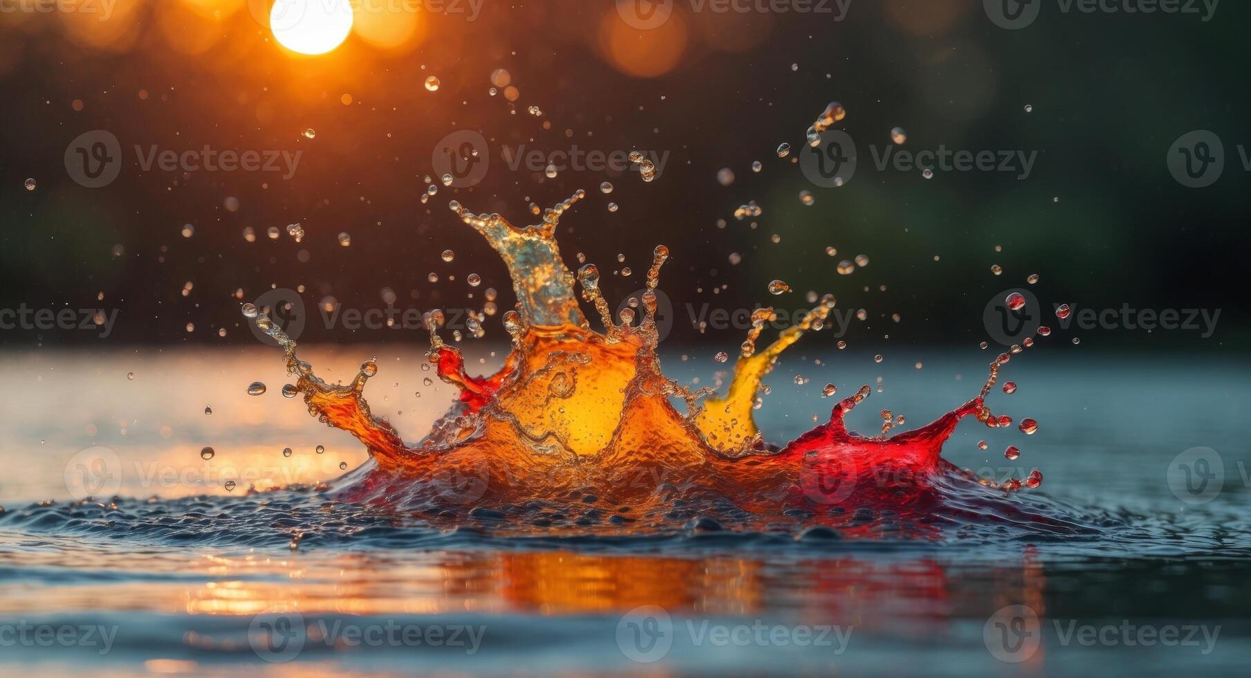 A splash of water with a red and orange splash photo