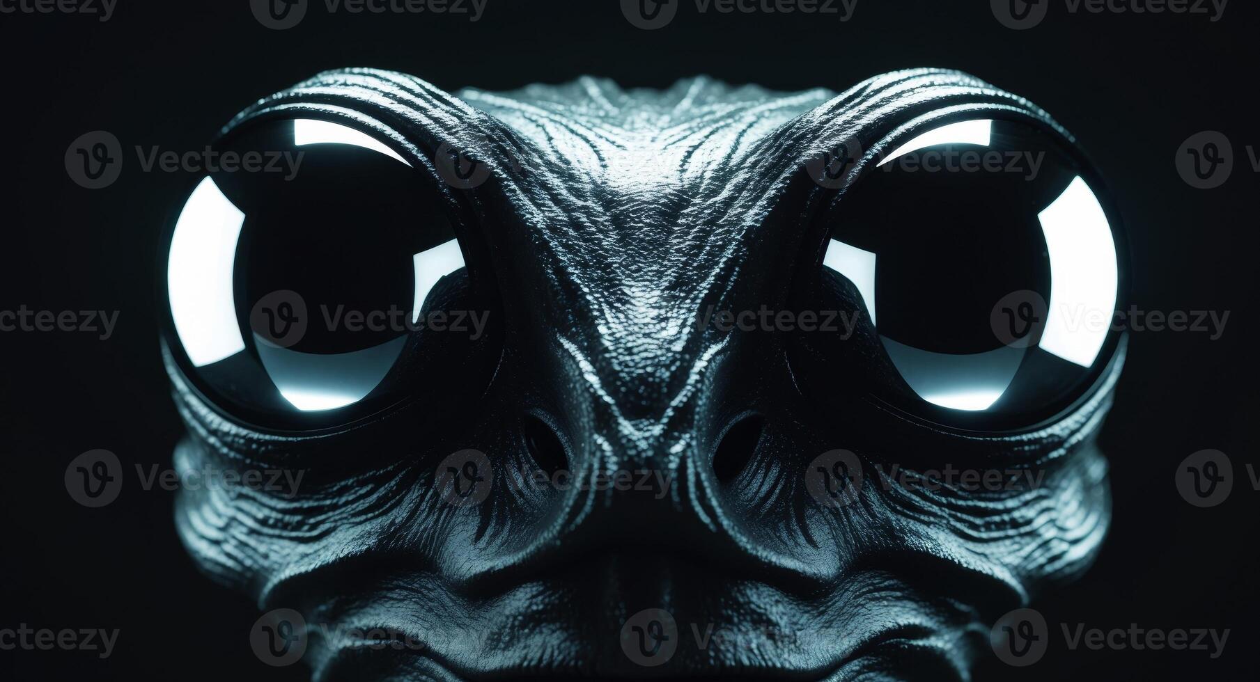 Alien head, black background, glowing eyes, alien, alien head, alien, alien head, photo