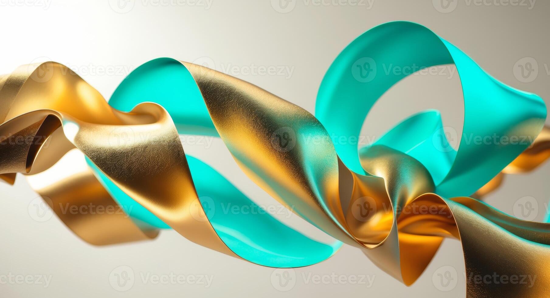 Golden and Teal Ribbon Swirl. A Luxurious Abstract Design for Celebrations photo