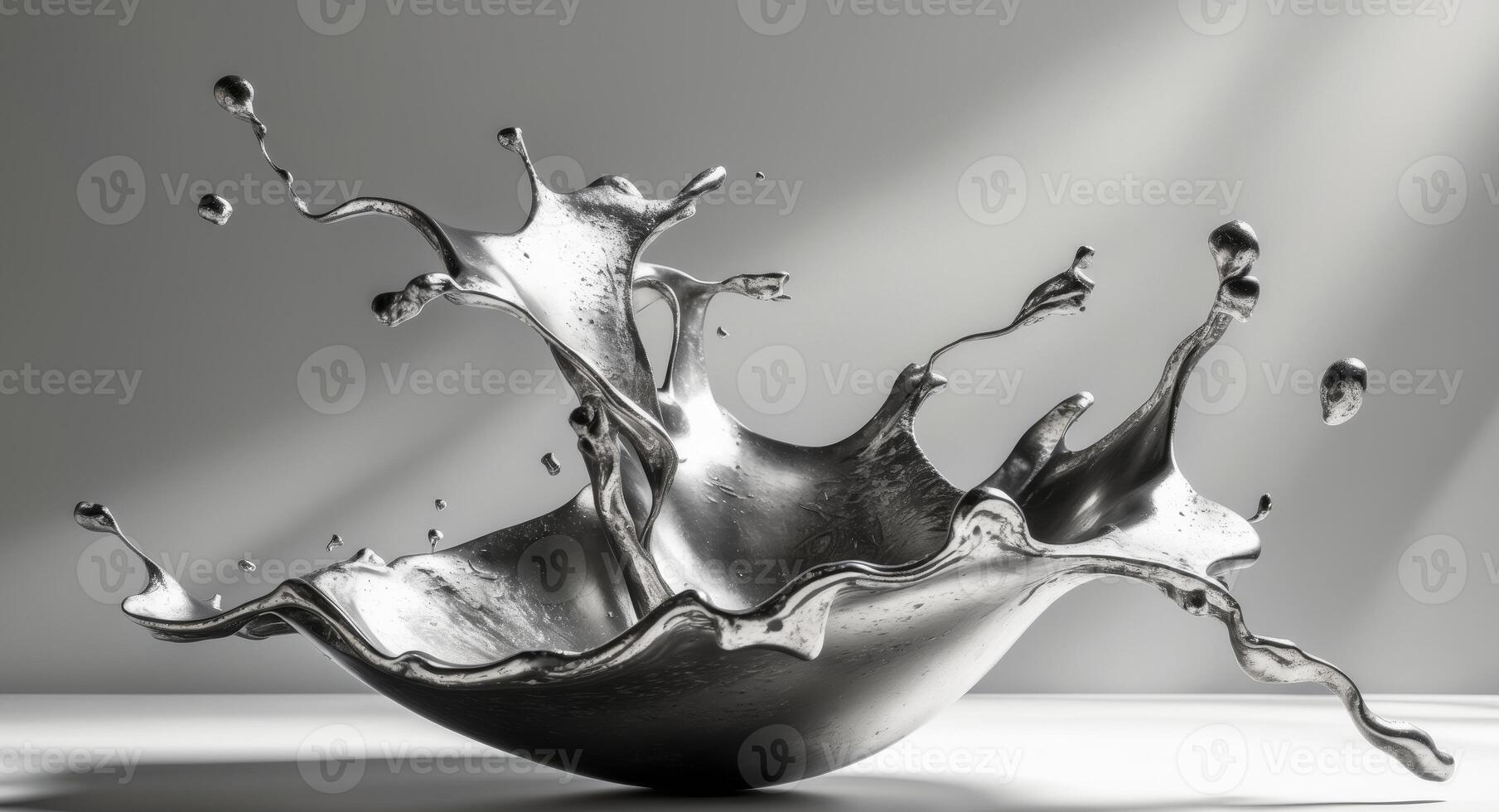 Silver Splash Sculpture. A Moment of Fluidity Frozen in Time, A Dynamic Design. photo