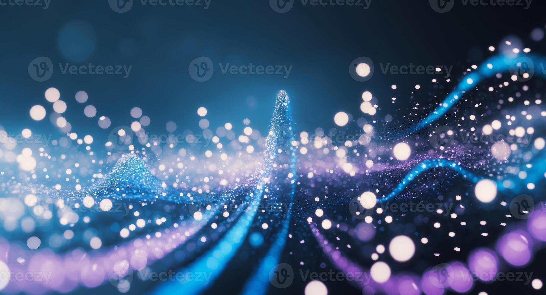 Abstract Digital Waveform with Glowing Particles, Futuristic Technology Background. photo