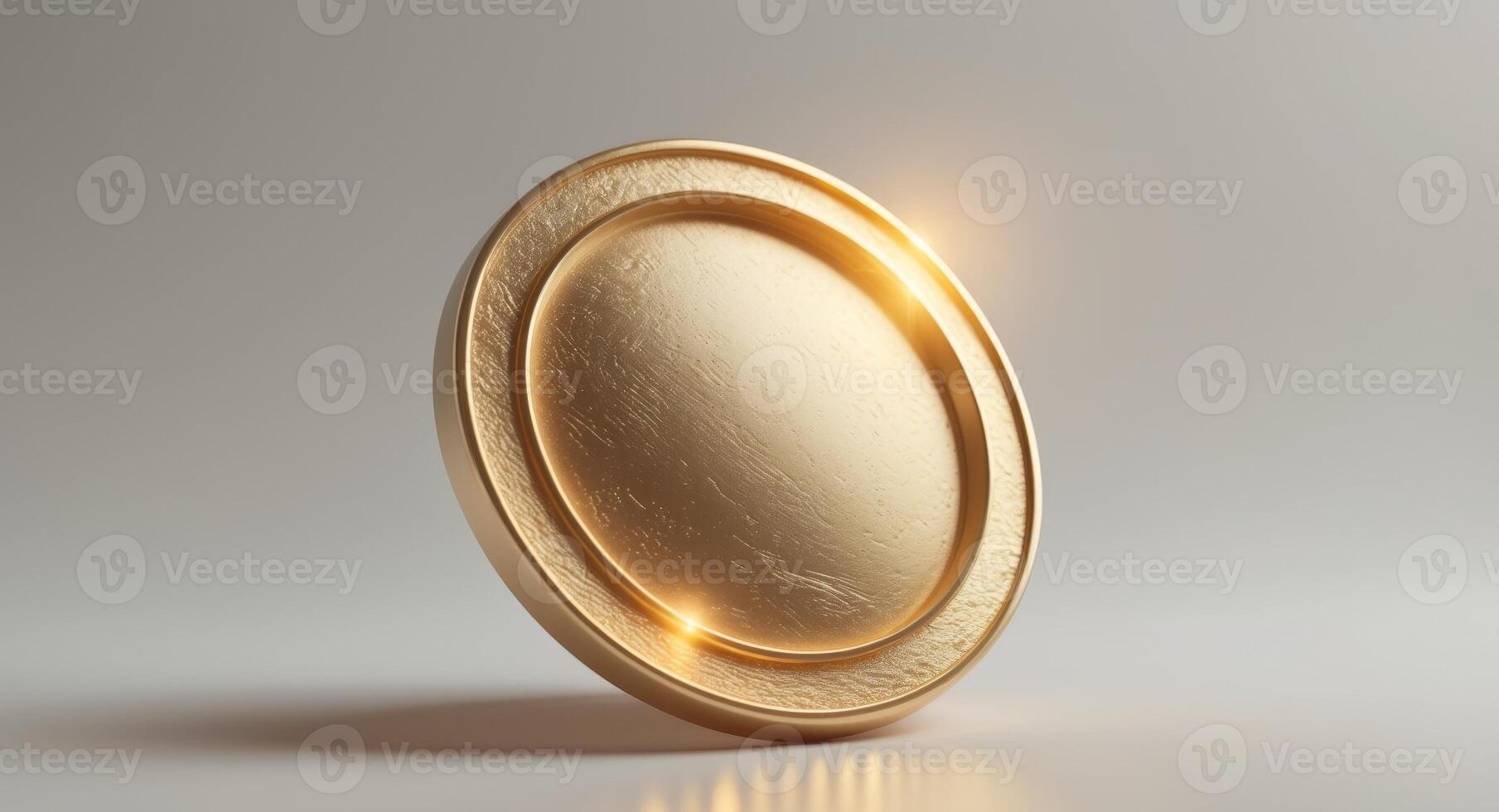 A golden coin on a white background photo