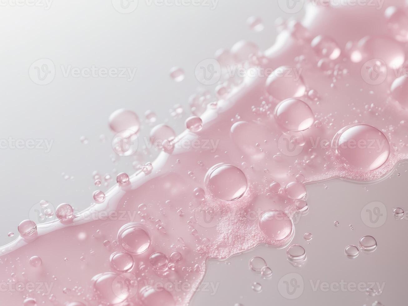 Pink Fluid with Bubbles, Texture for Cosmetics, Serums, Hyaluronic Acid Beauty Products. photo