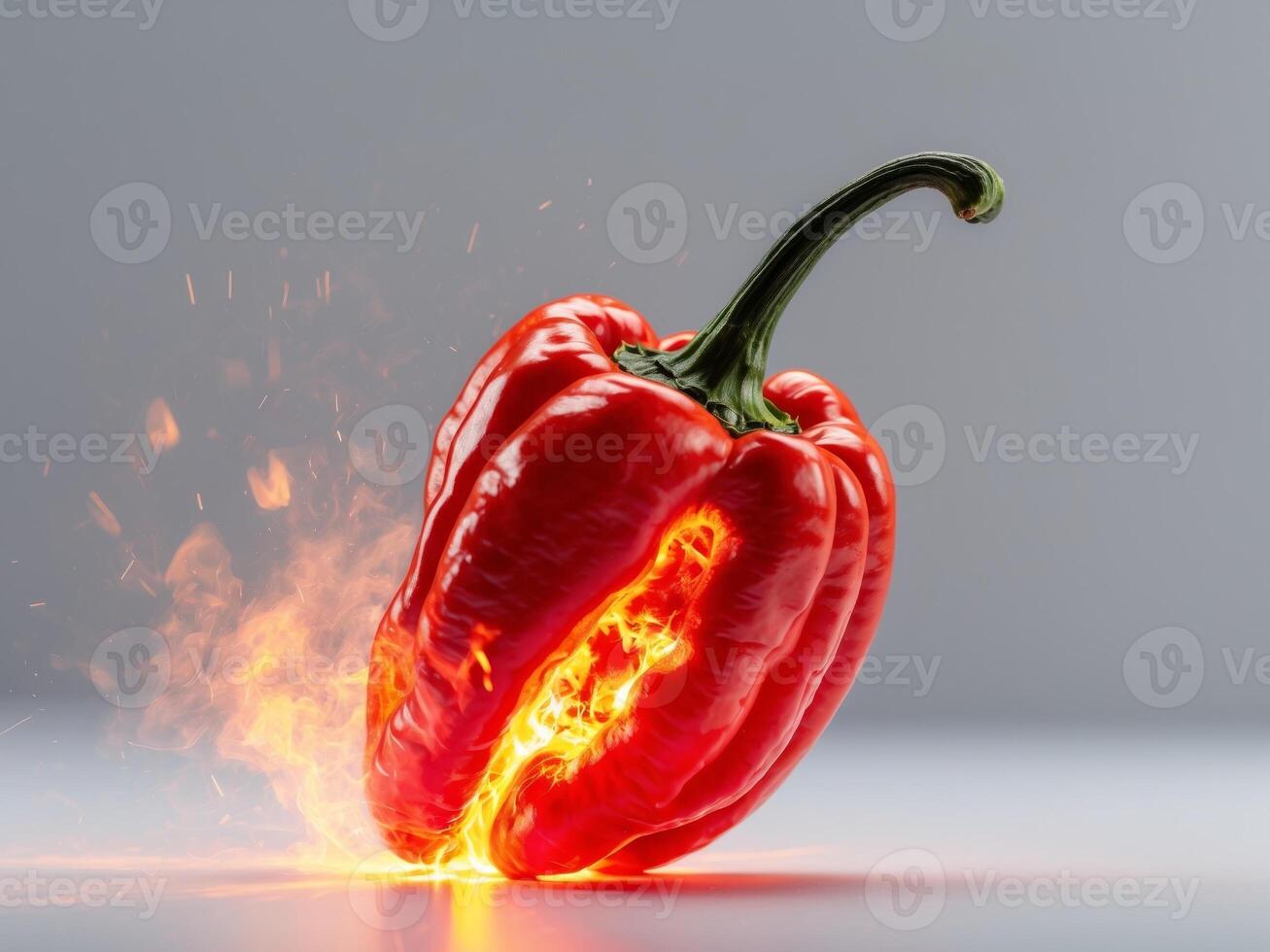 Fiery Red Bell Pepper. A Spicy Still Life Image of a Burning Vegetable. photo
