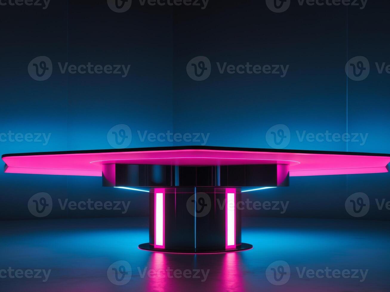 A table with neon lights on it photo