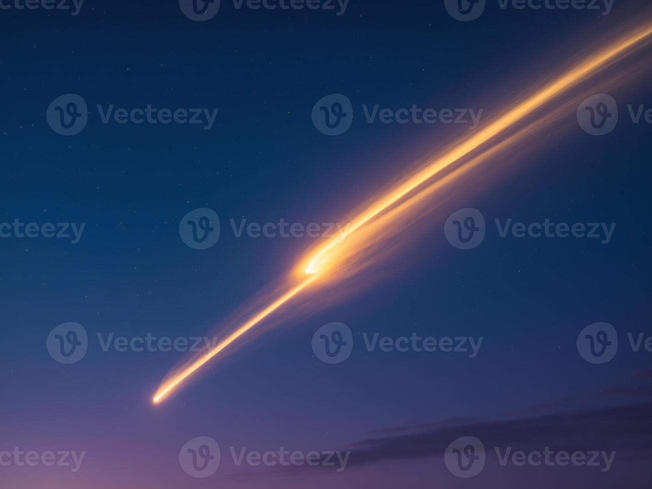 A long trail of light is seen in the sky photo