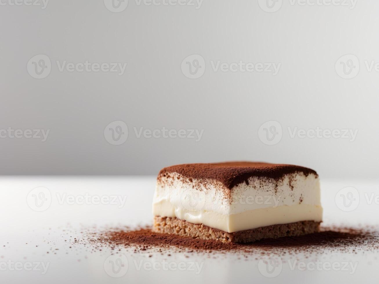 A piece of chocolate cake with a white background photo