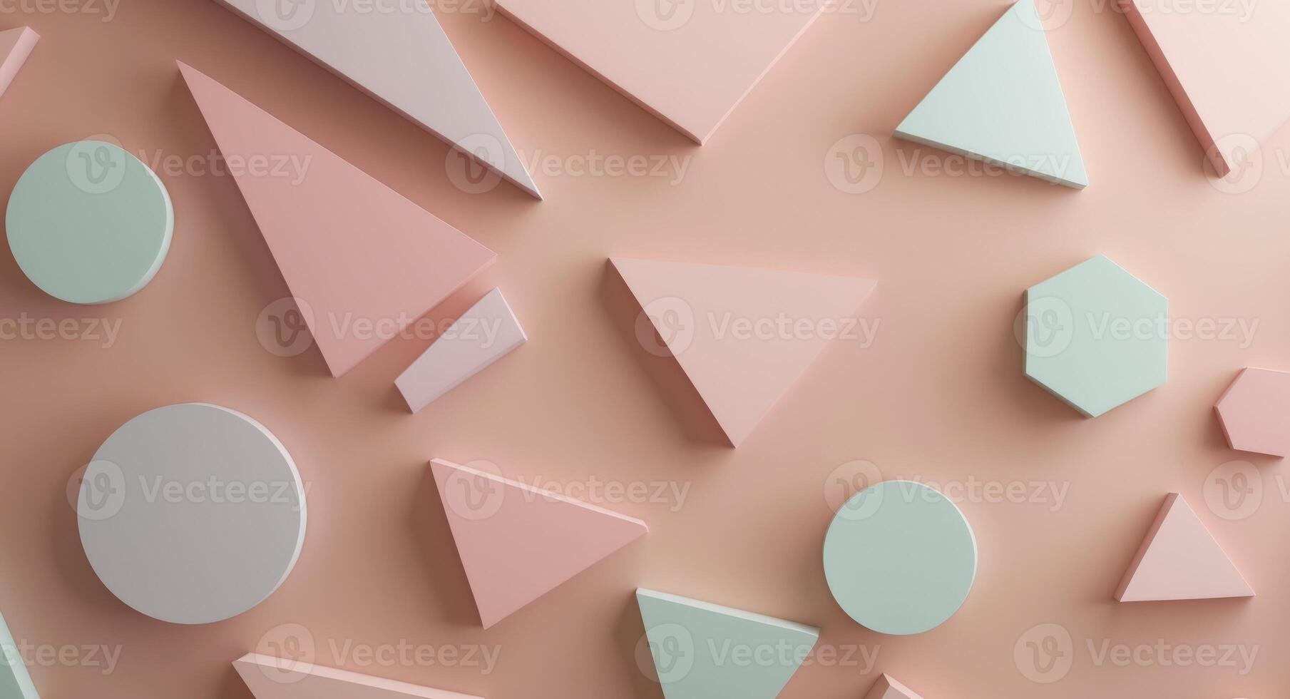 3d rendering of abstract geometric shapes on a pink background photo