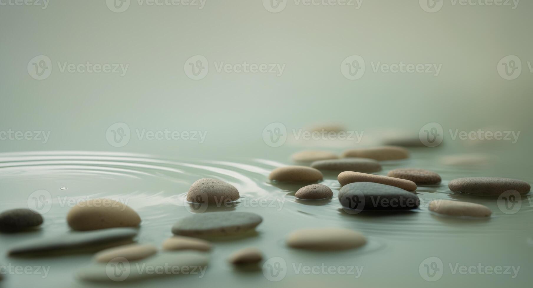 Pebbles in water with ripple effect photo