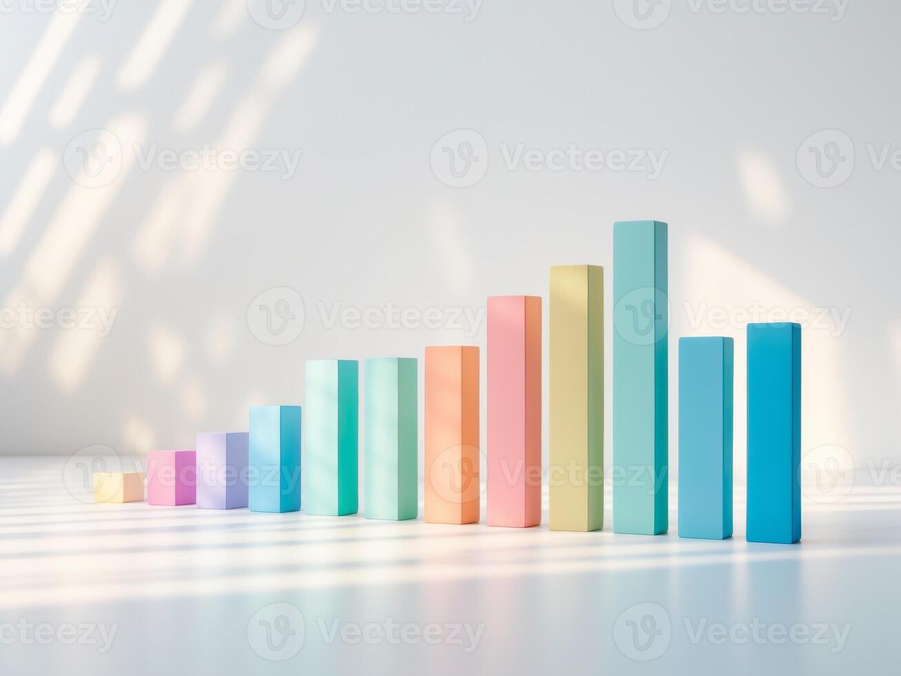 PastelColored Bar Graph Displaying Growth, Trend, or Success, with Bright Lighting. photo
