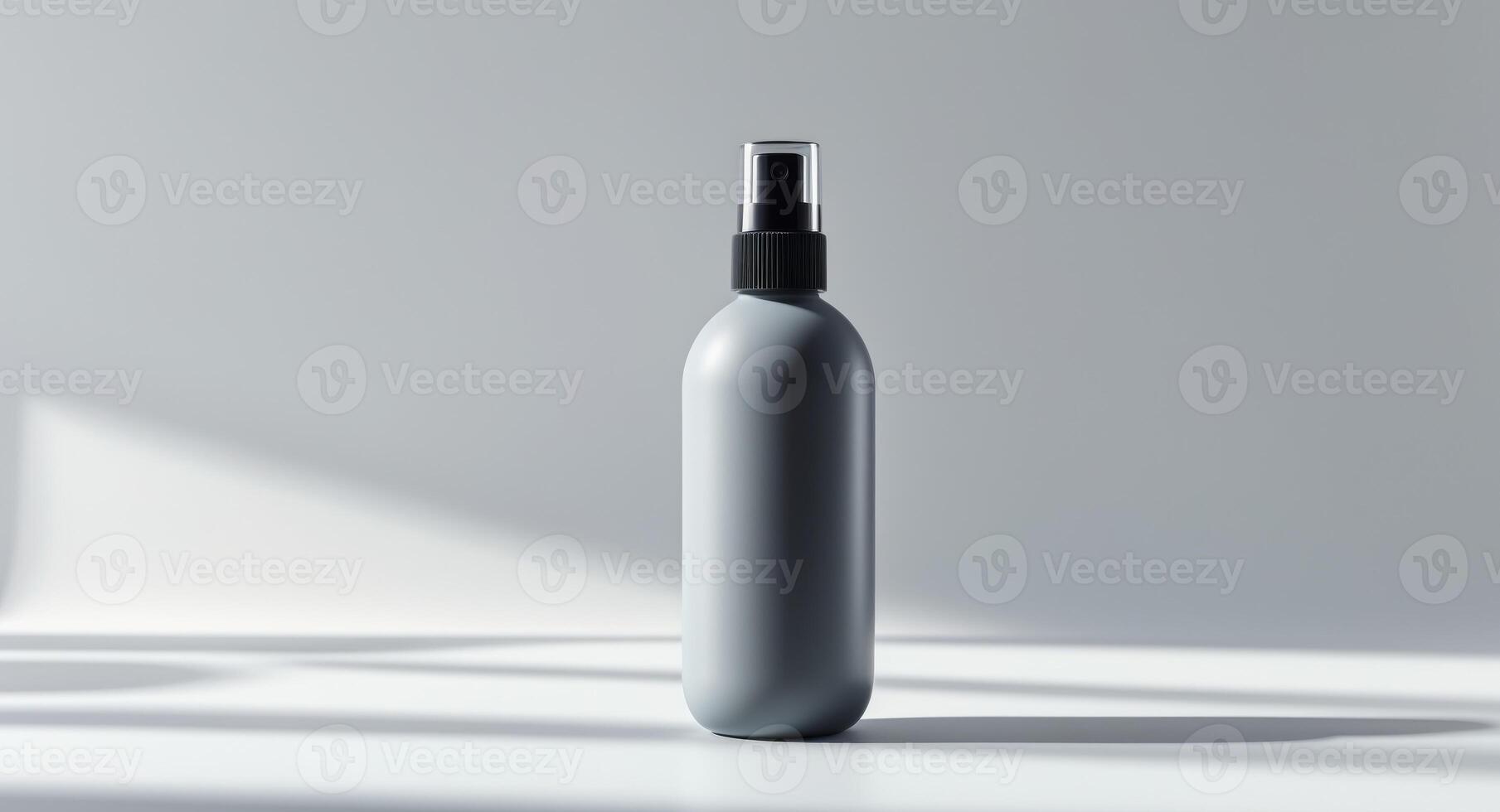 Minimalist Gray Spray Bottle Mockup with Shadows, Isolated on White Background. photo