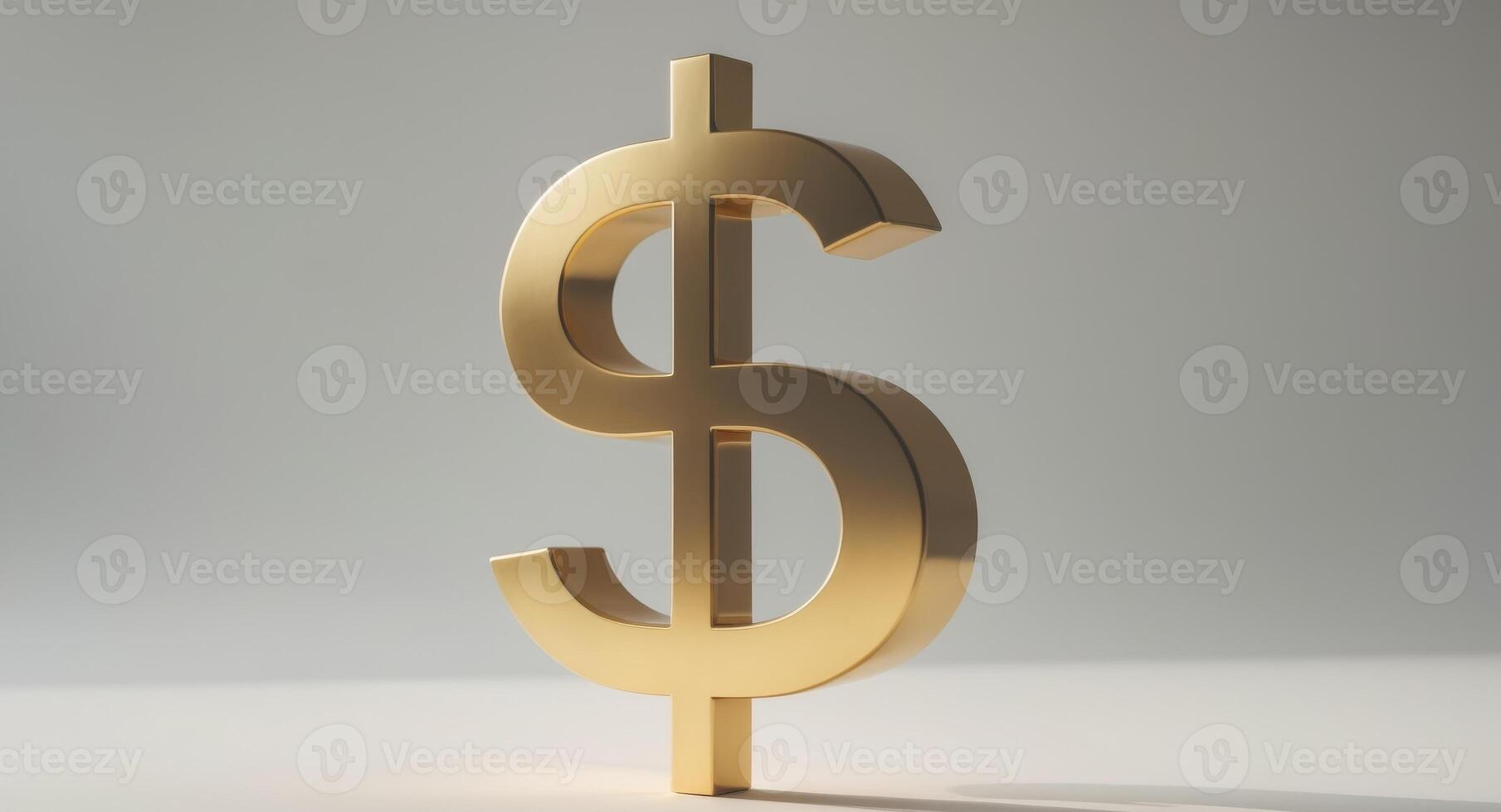 Golden Dollar Sign on a White Background. Financial Wealth and Success Concept. photo