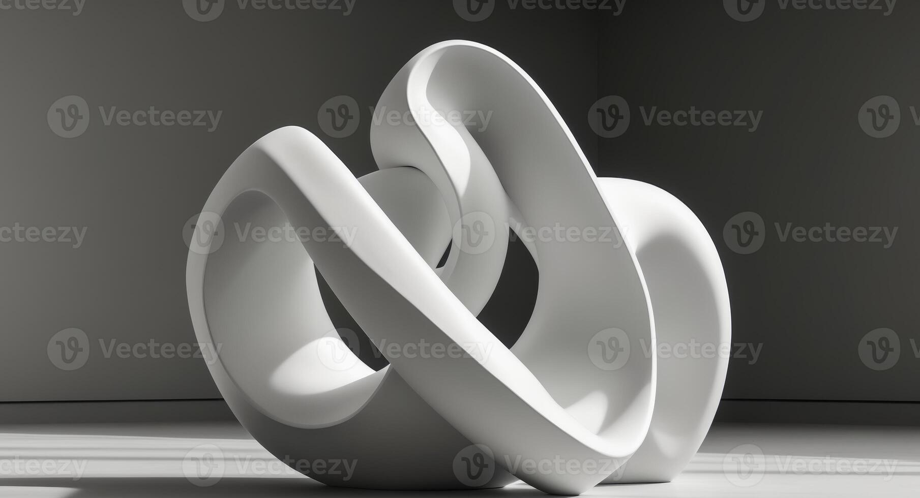Abstract White Sculpture. A Modern Art Piece with Intertwined Geometric Forms. photo