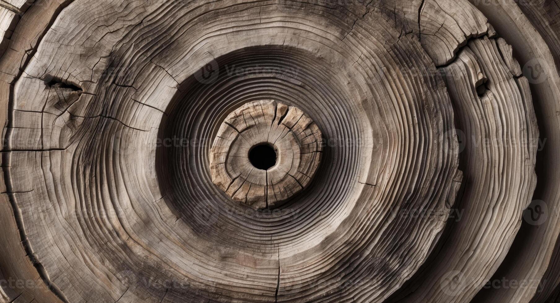 A close up of a wooden log with a hole in it photo