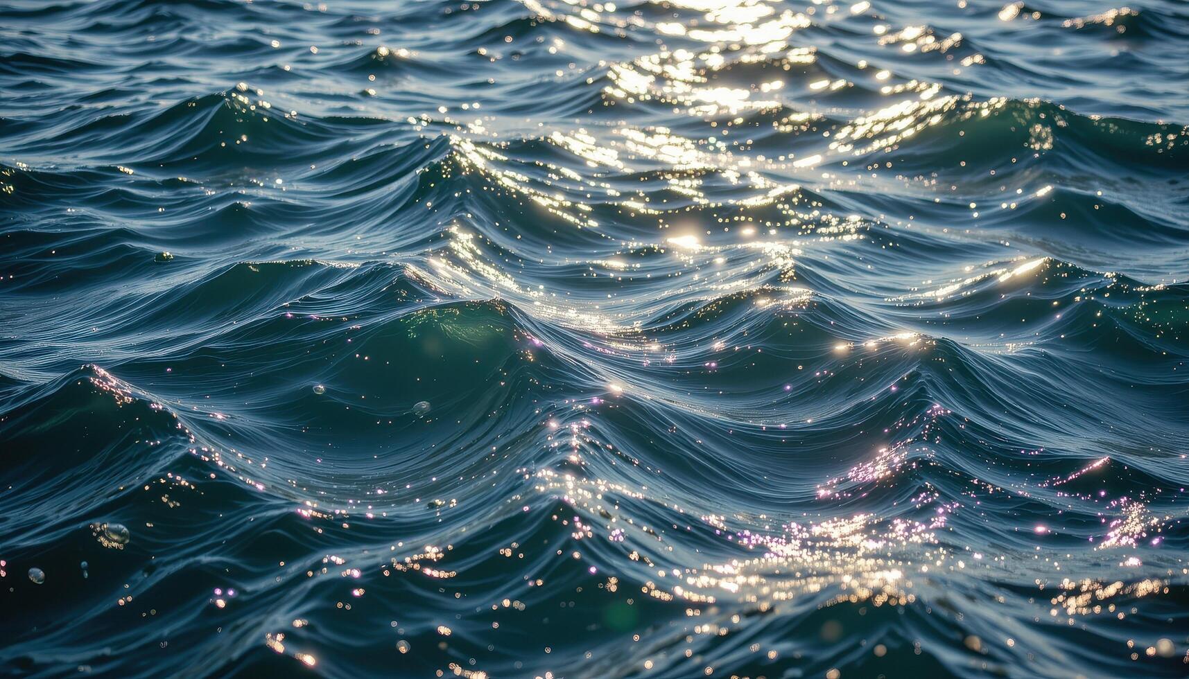 the ocean stretches endlessly, its surface scattered with sunlit sparkles. photo