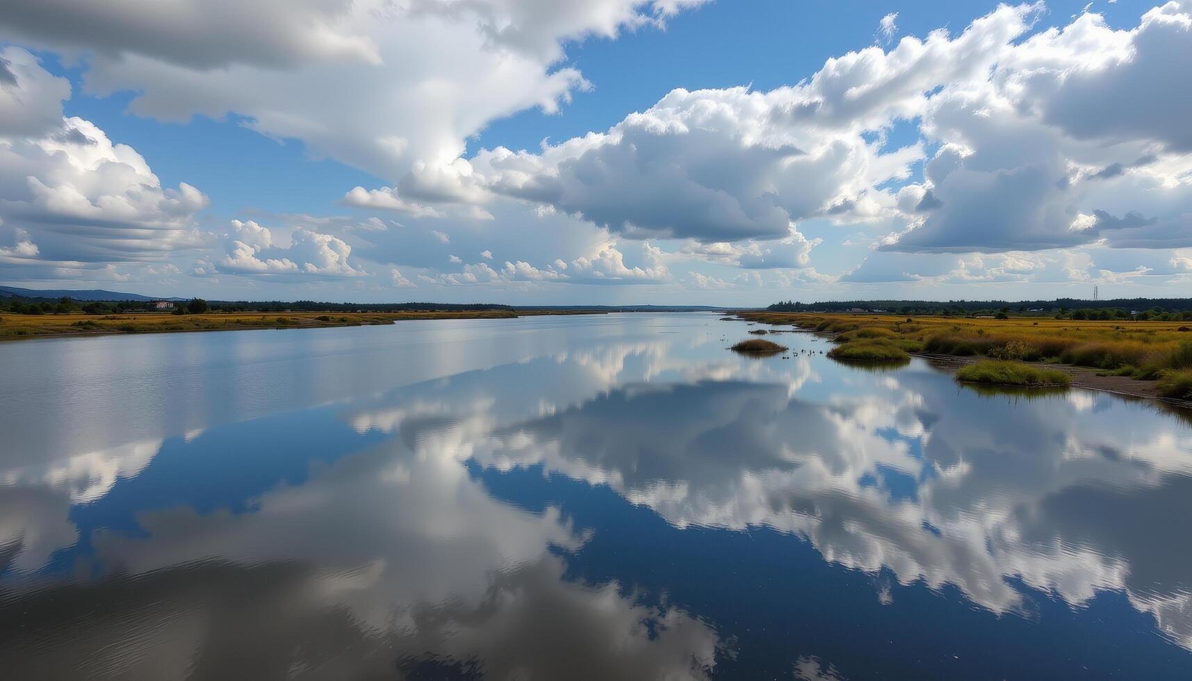 a wide estuary reflects shifting clouds in its slow moving tidal waters. photo