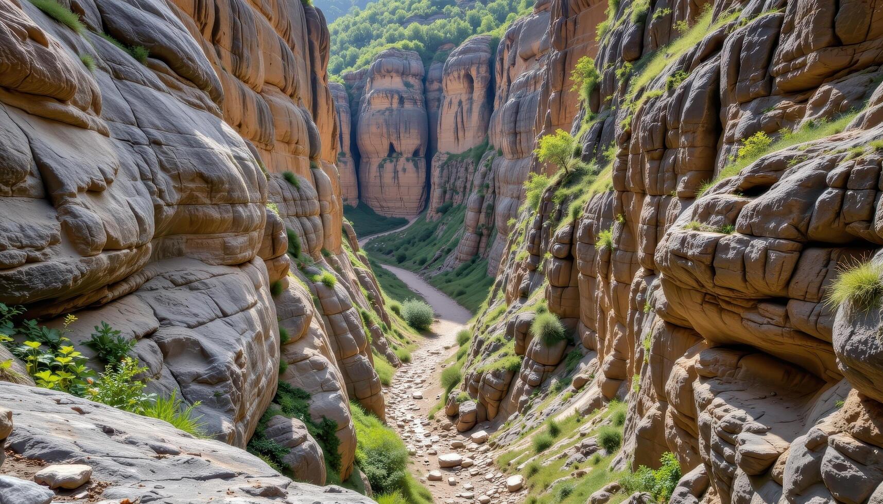 a gorge carved by centuries of rain through layers of soft limestone. photo