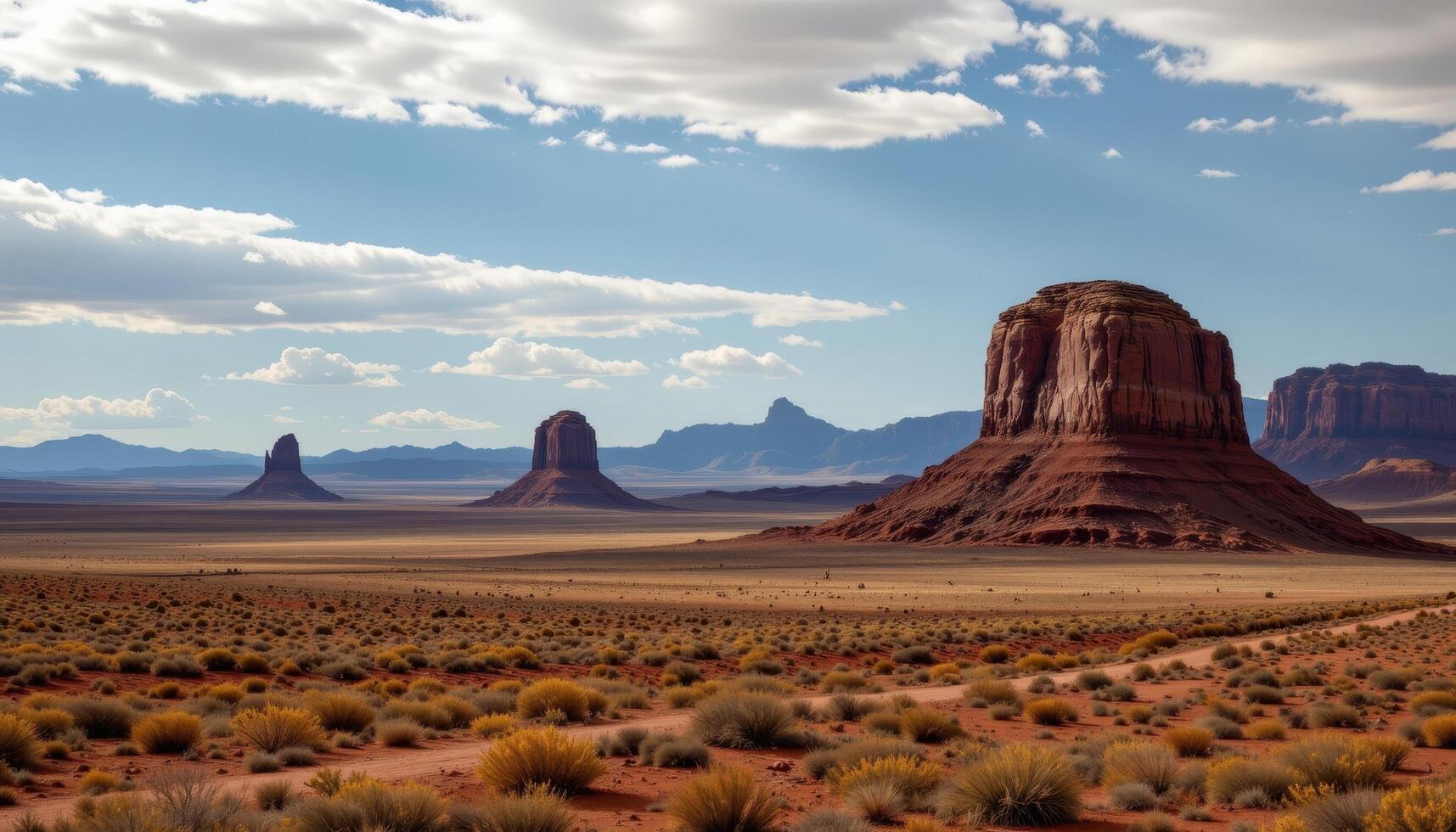 a windswept plain dotted with ancient rock formations stretching under a vast, cloud streaked sky. photo