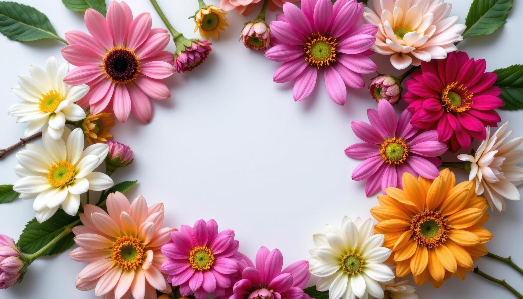 a time lapse concept of blooming flowers arranged in a circle from bud to full bloom photo