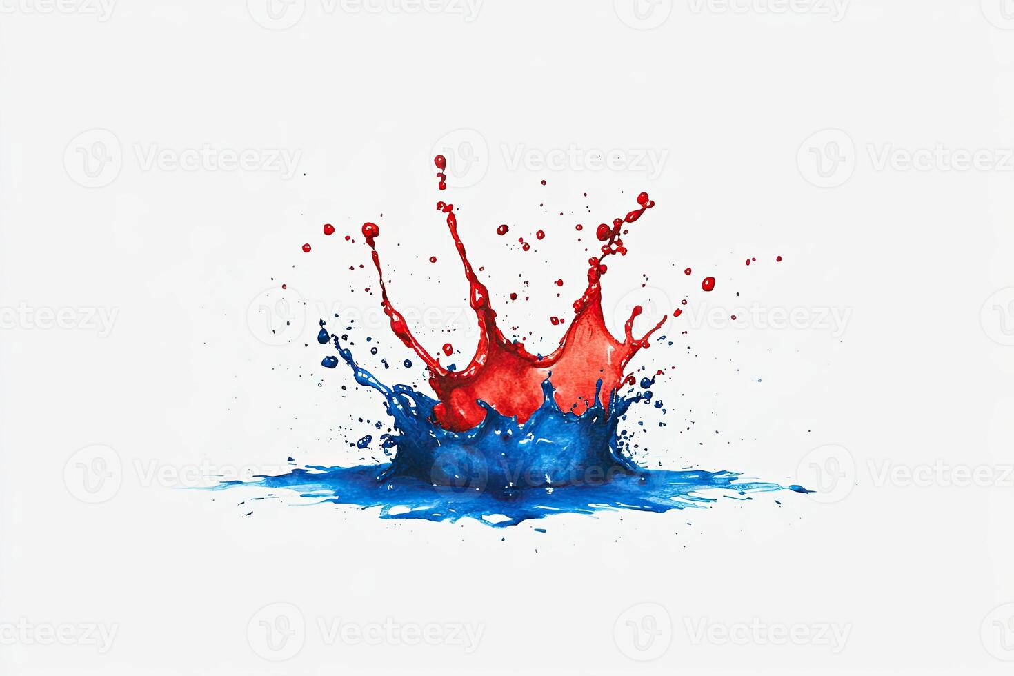 A red and blue splash of paint on a white background photo