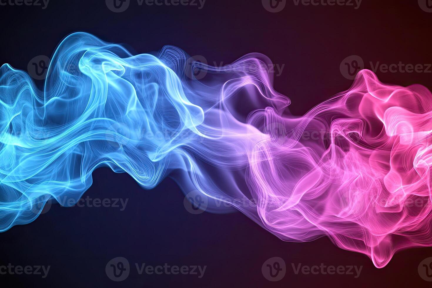 Two blue and pink smoke waves on a black background photo