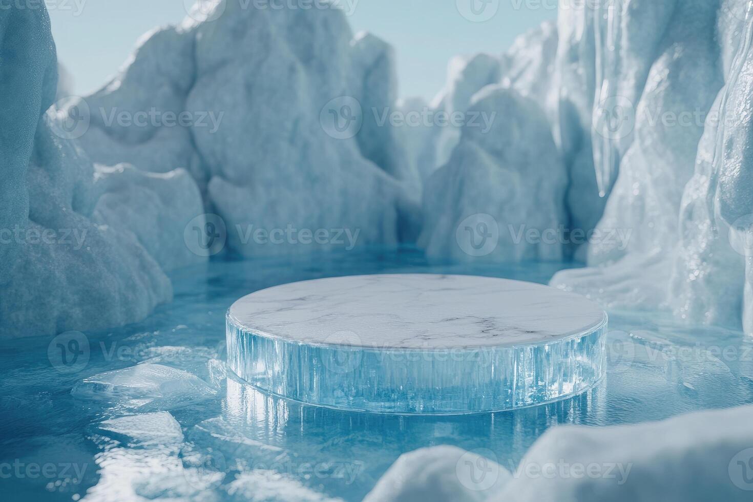 A large ice cube sitting on top of a large iceberg photo
