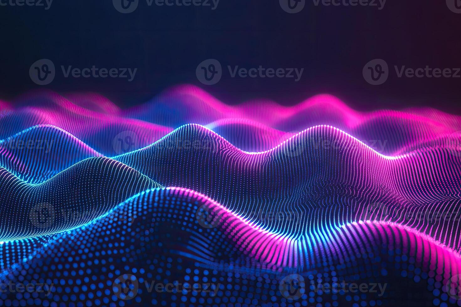 3d rendering of a wave of pink and blue lights photo