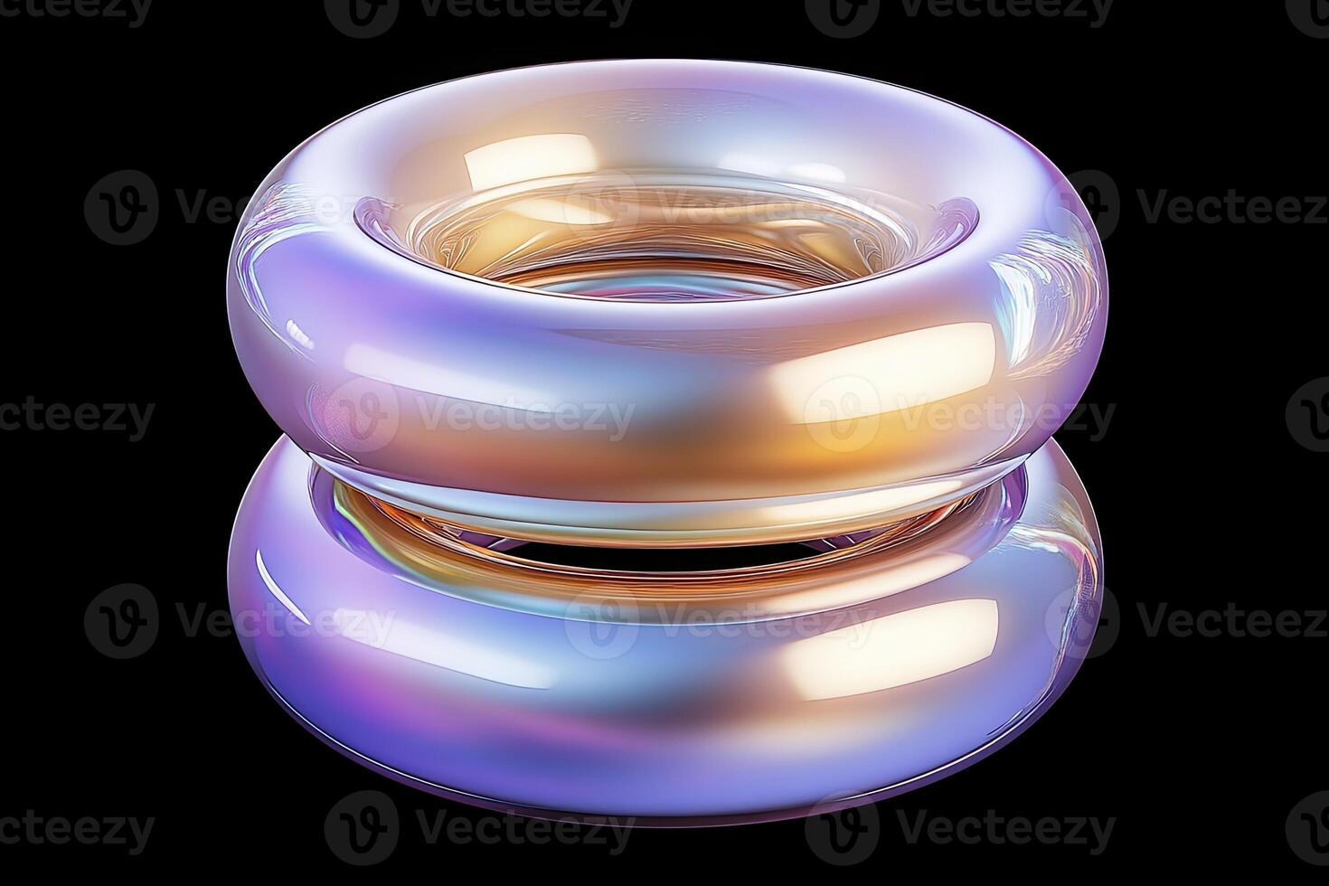 A pair of shiny rings on a black background photo