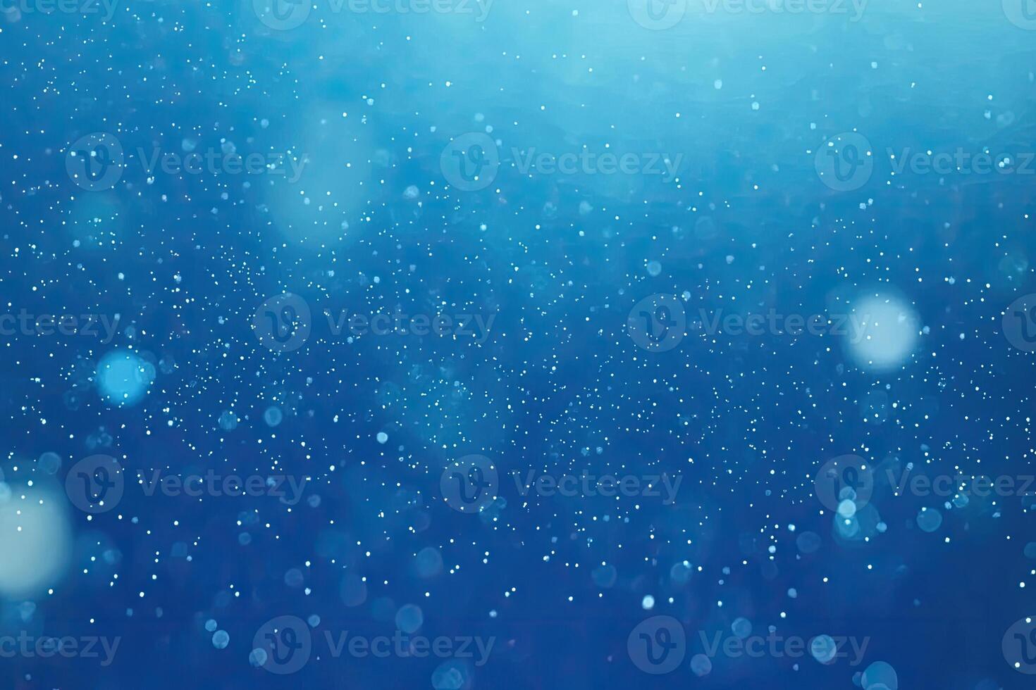 Blue background with water droplets and bubbles photo
