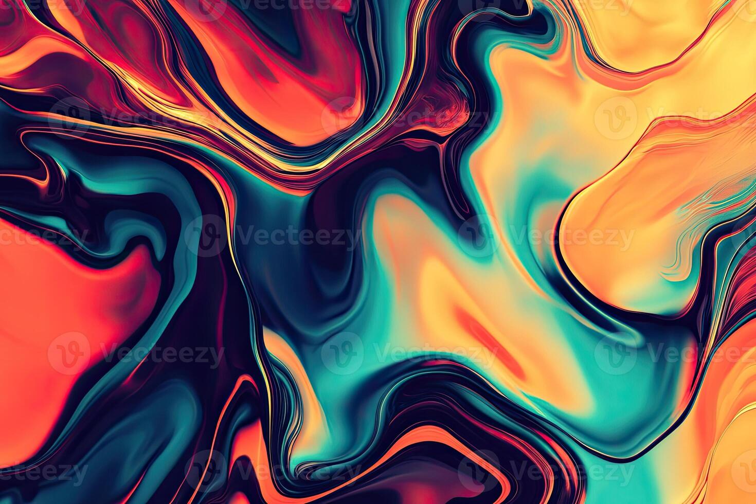 Colorful abstract art with a red, orange and blue swirl photo